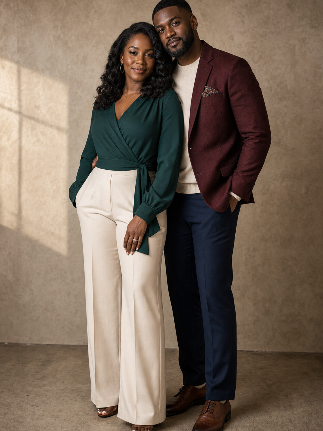 Black Couple Poses for Portraits connected standing portrait pose reference