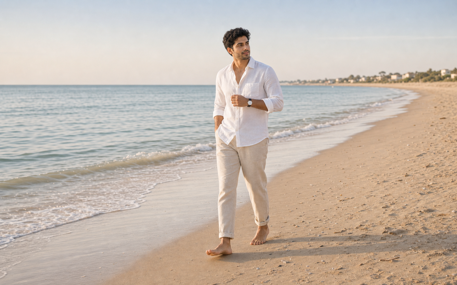 Photo Pose for Sea Beach wide shoreline walk pose reference
