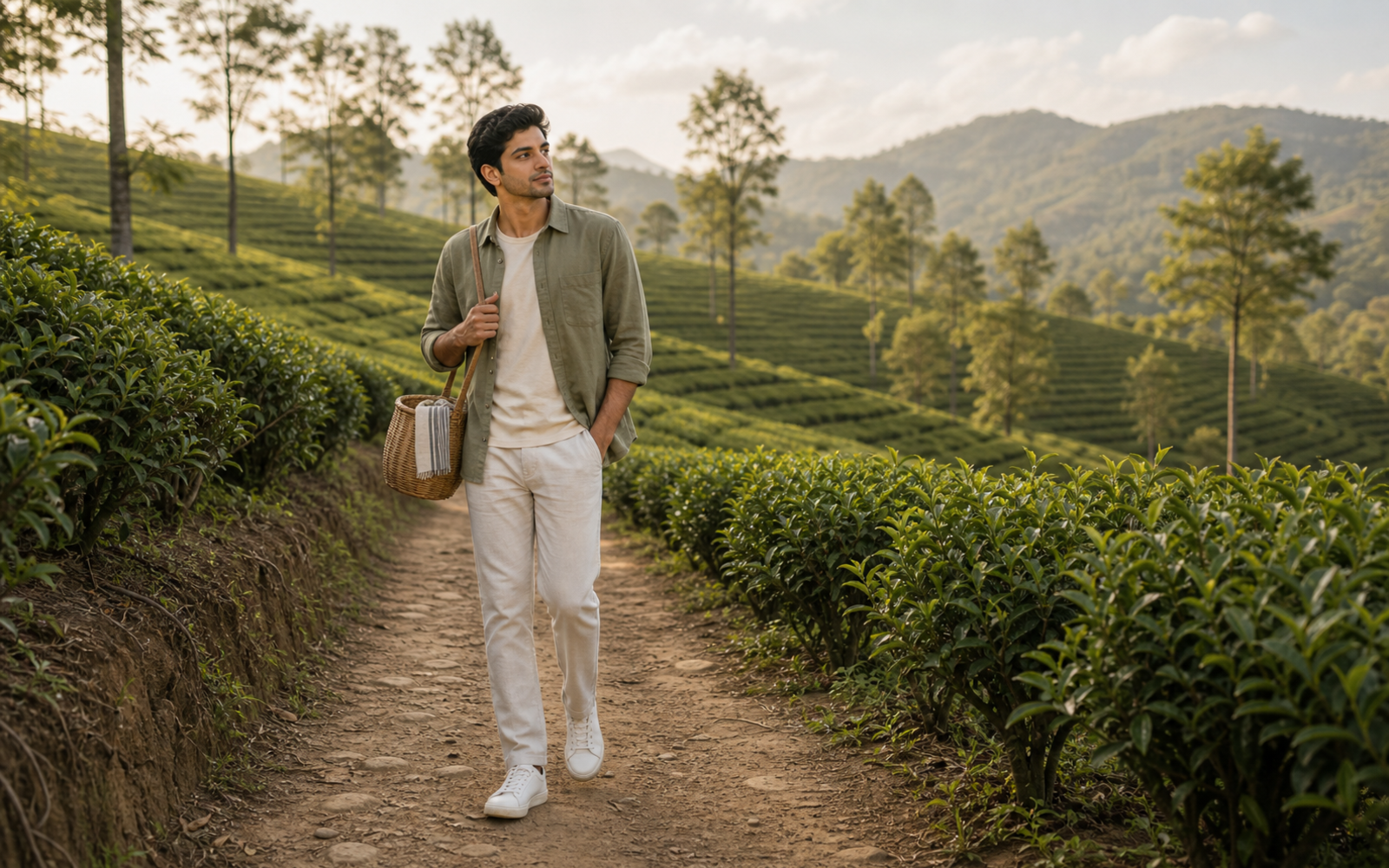 Photo Pose for Tea Garden wide tea garden walk pose reference