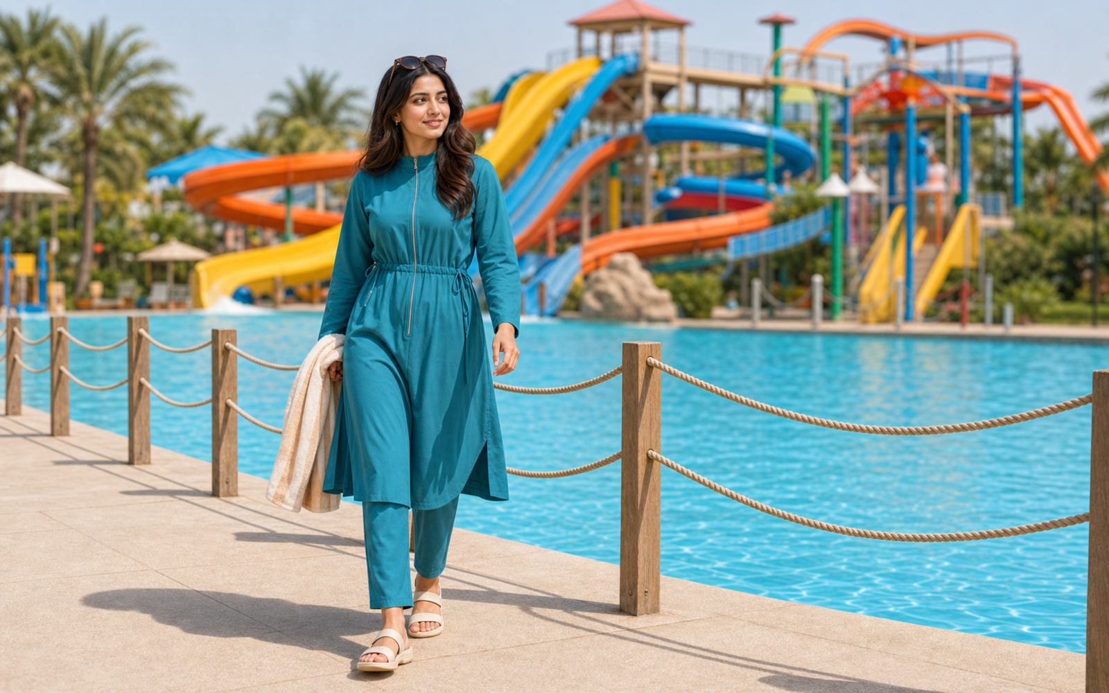 Photo Pose for Water Park wide water park walk pose reference