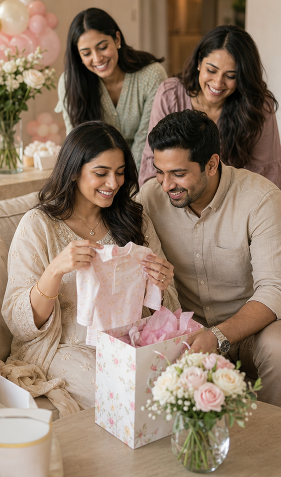 Gift table family moment reference for photo poses for baby shower at home