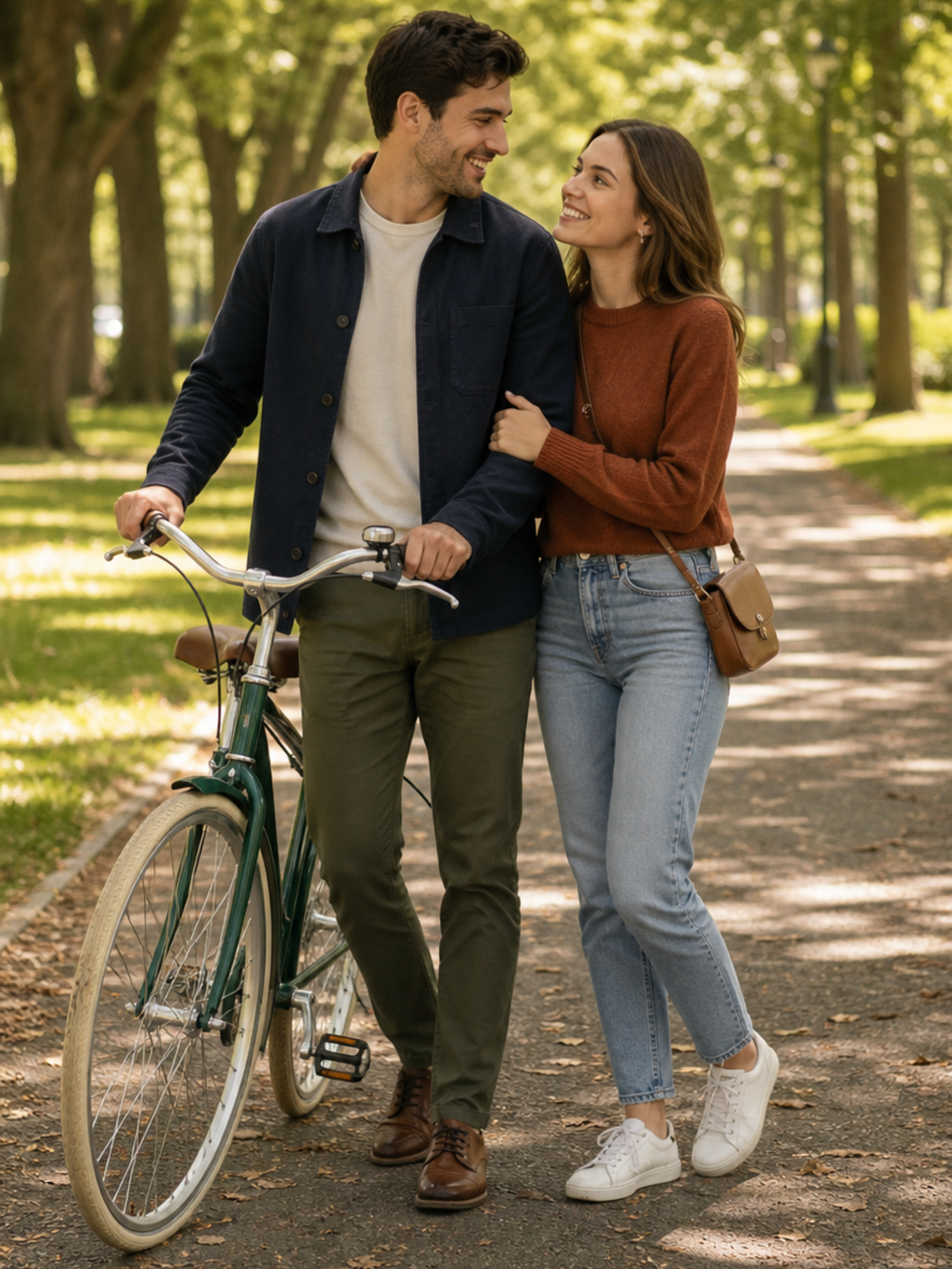 Poses for Couples with Bike handlebar connection pose reference