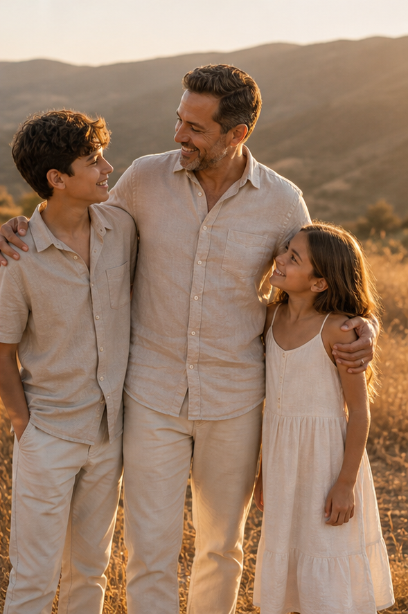 Four-person outdoor connection reference for poses for family of 4
