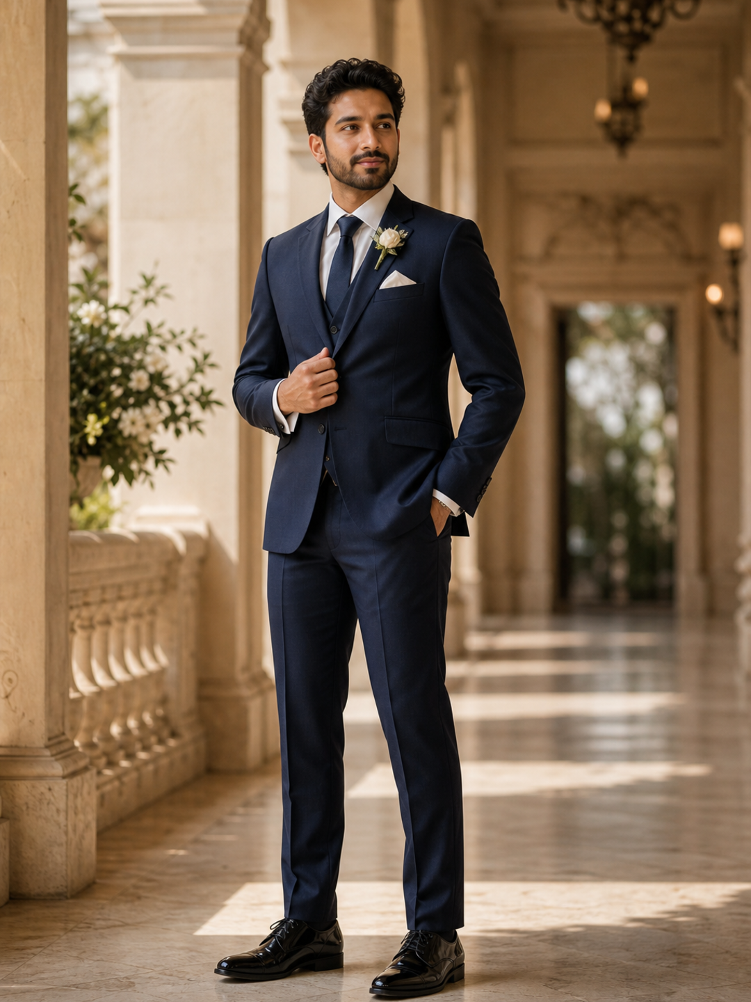 Poses for Groom in Suit lapel formal stance pose reference