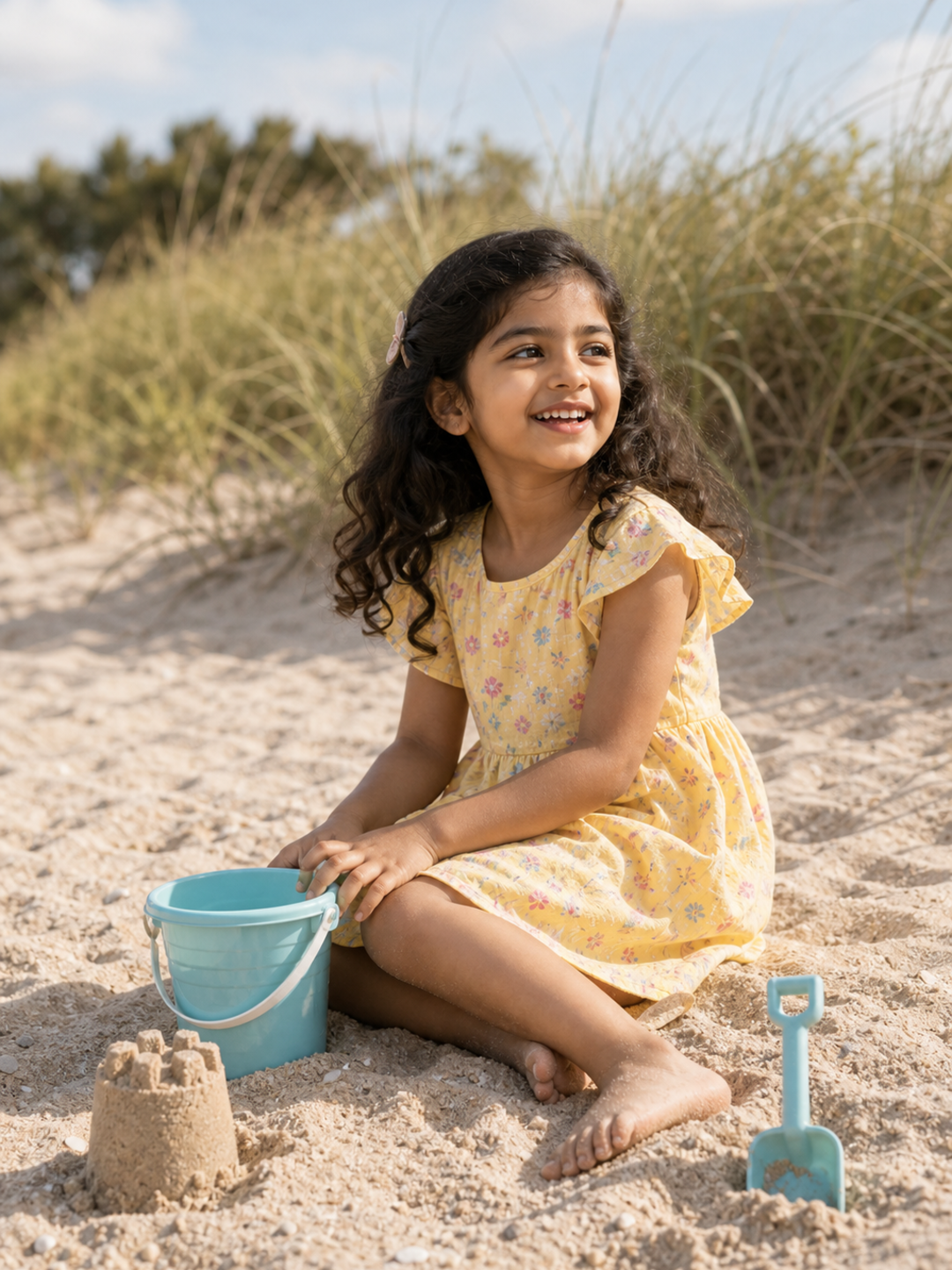 Poses for Kids in Beach seated beach pause pose reference