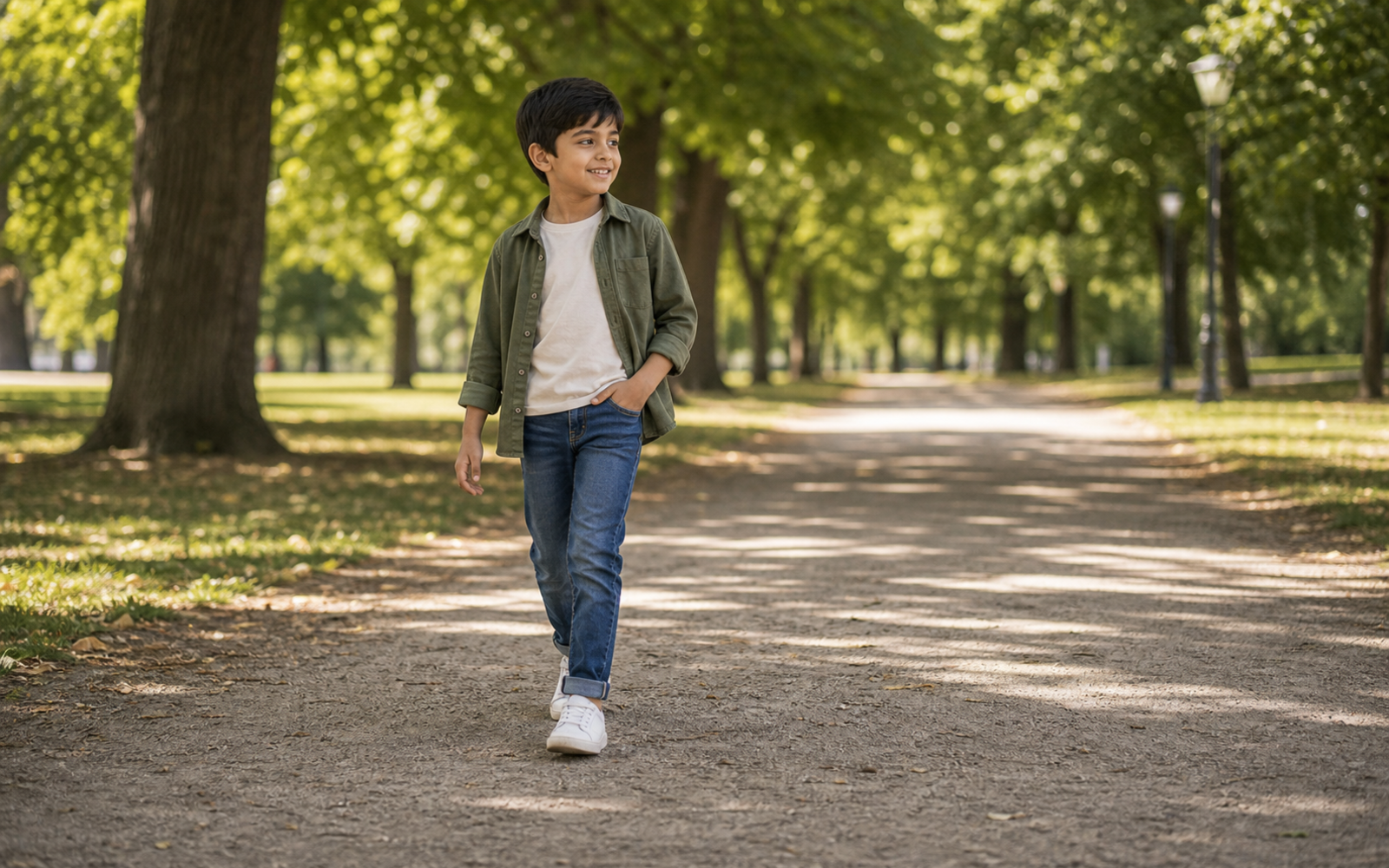 Poses for Kids in Jeans wide denim walk pose reference
