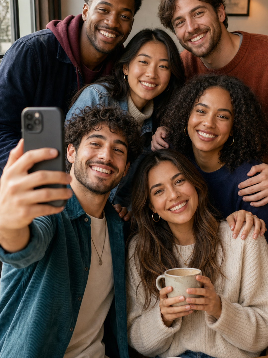 Poses for Selfie with Friends layered friend selfie pose reference
