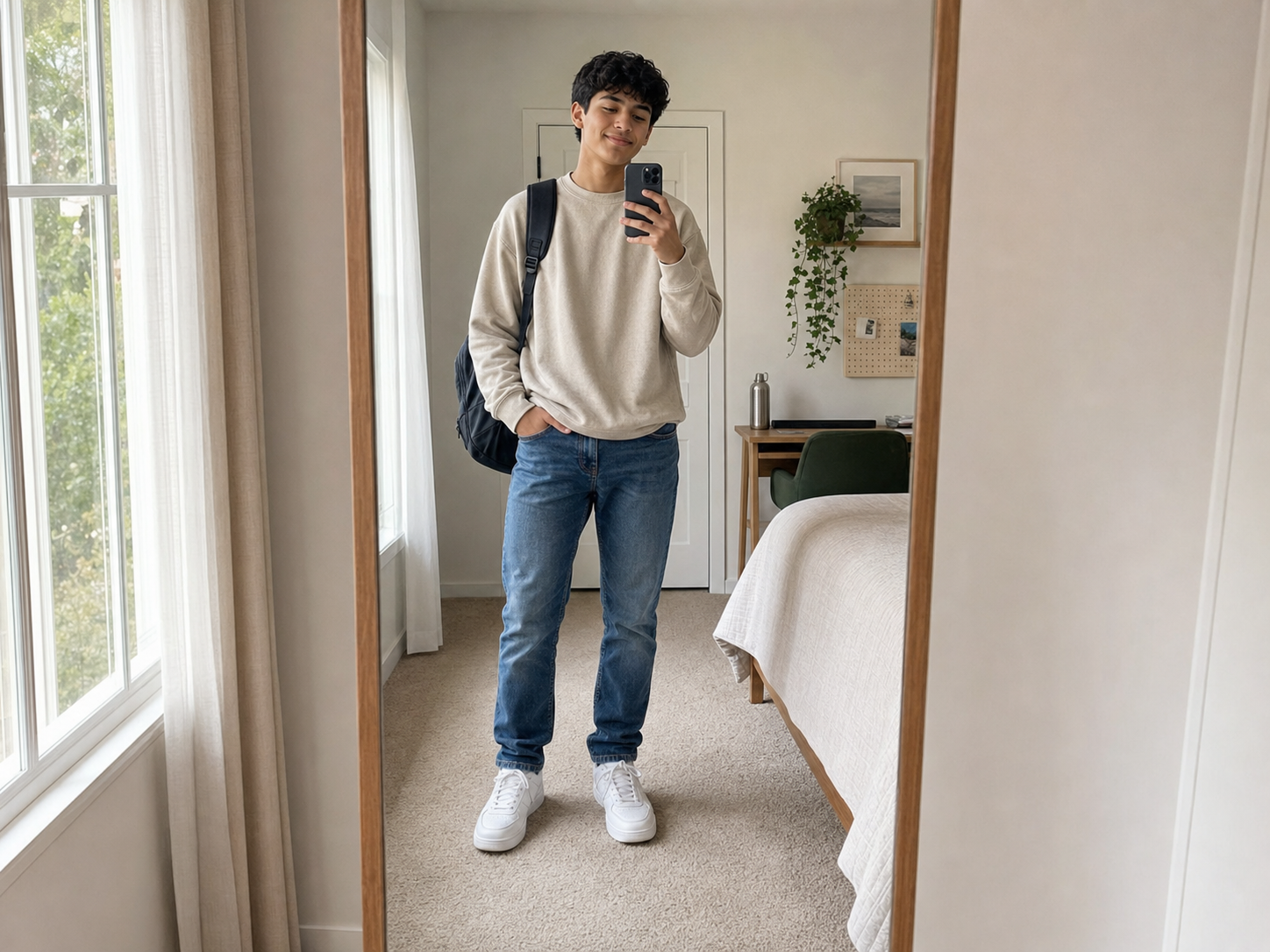 Age-appropriate boys mirror selfie pose reference for selfie poses for boys