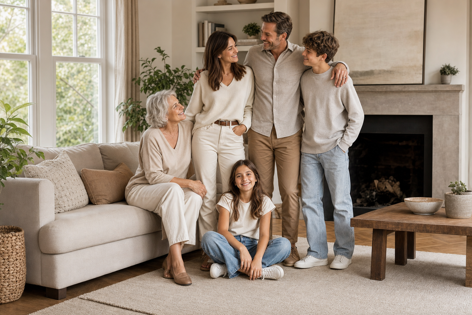 Family home portrait pose reference for family portrait pose ideas