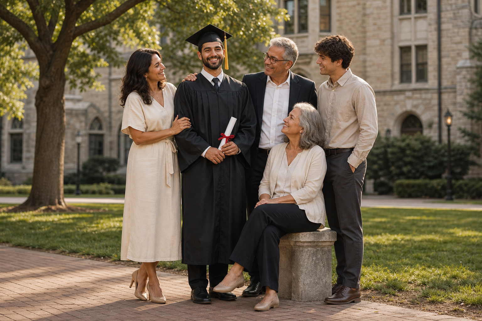 Family graduation group pose reference