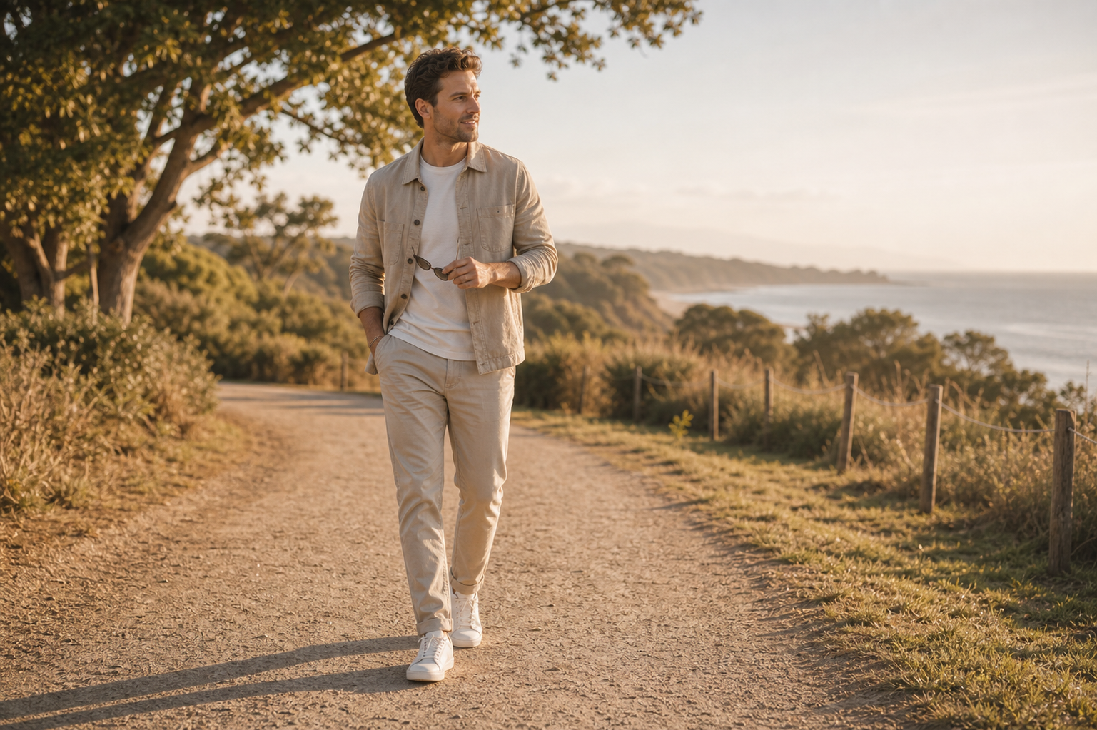 Men's outdoor walking pose reference