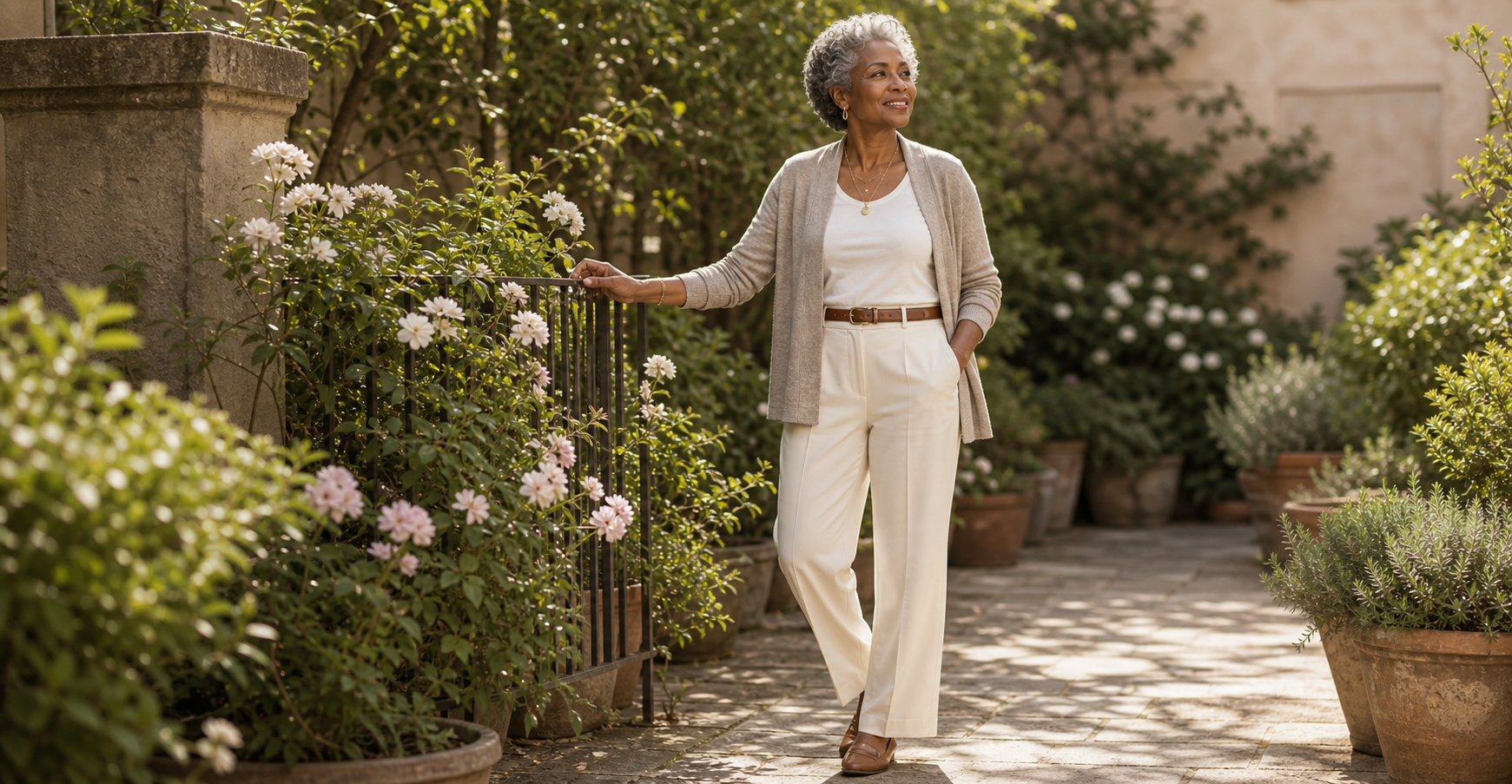 Outdoor garden standing pose reference