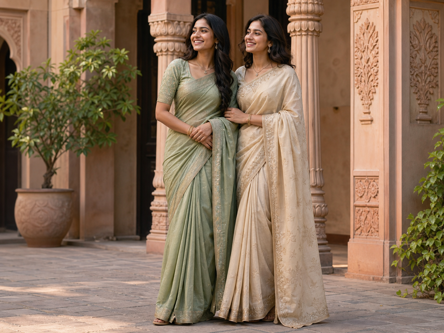 Friends in saree selfie pose reference for photo poses for girls selfie saree